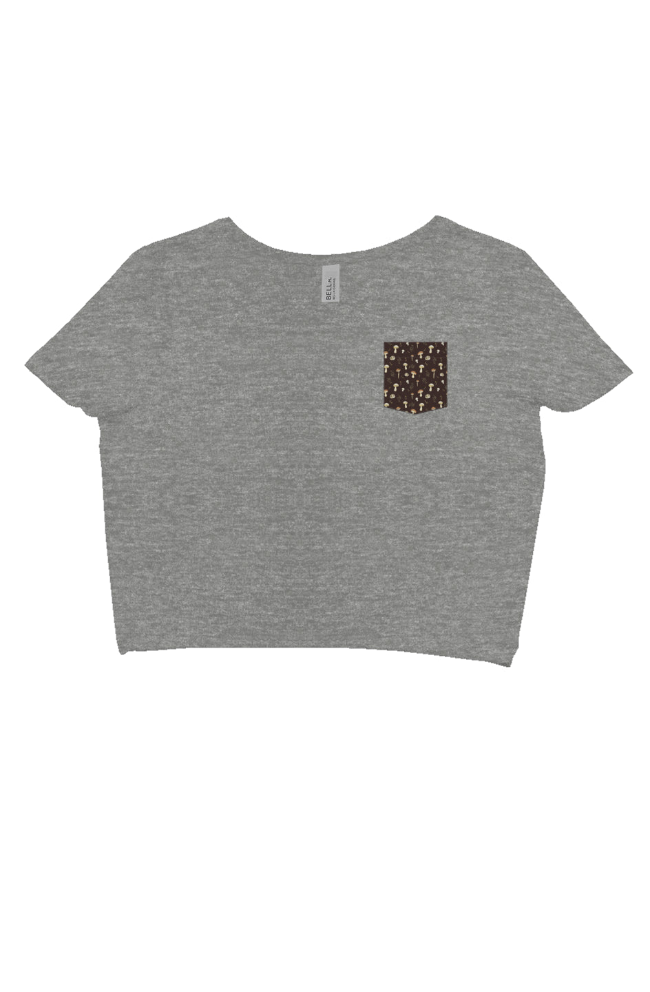 Crop Tee with Printed Mushroom Pocket