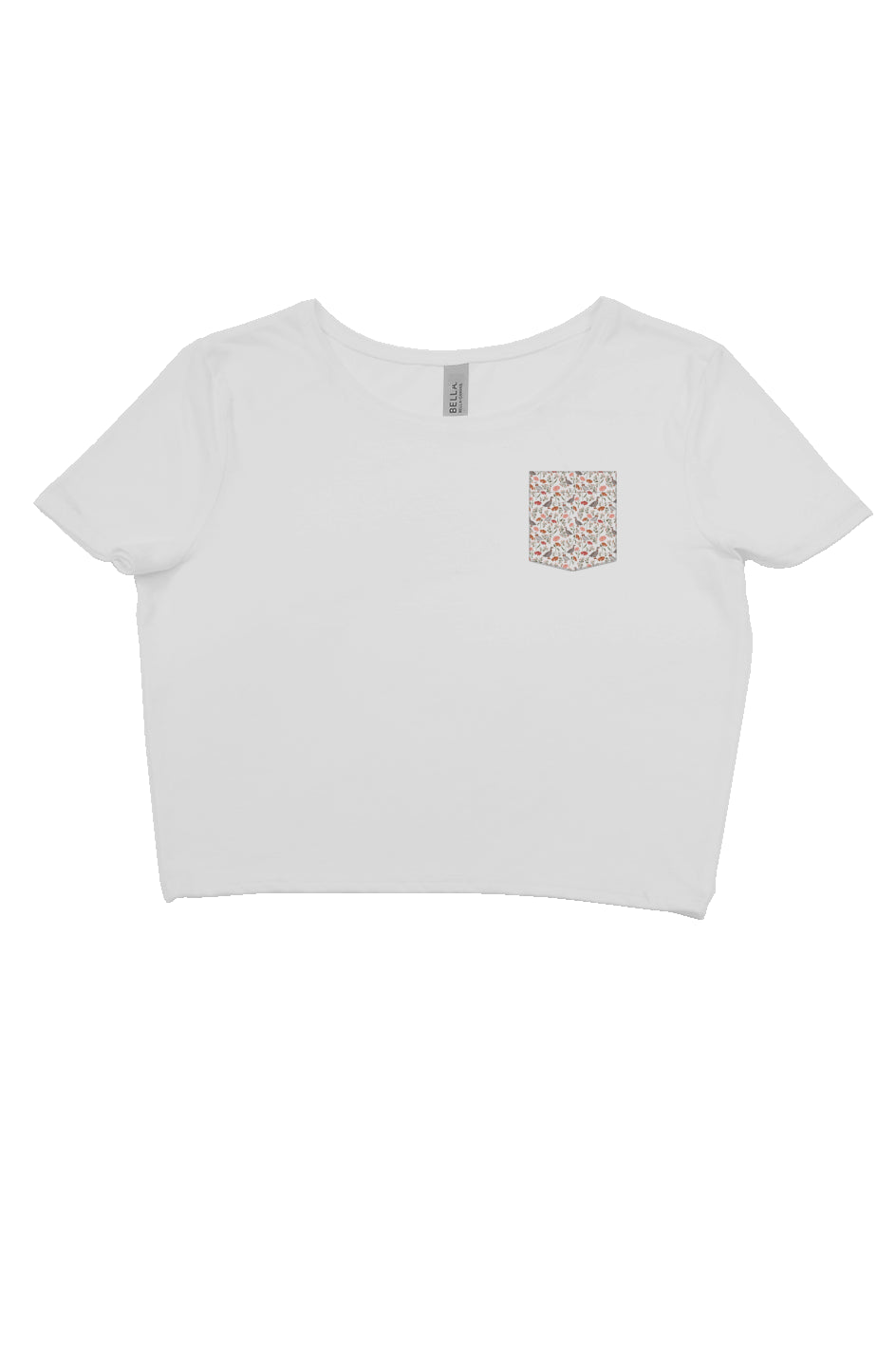 Crop Tee with Printed Goose Pocket