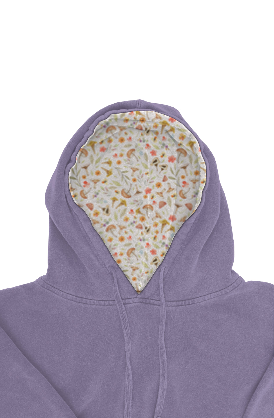 Mushroom Flower Printed Hoodie Pigment Dyed 