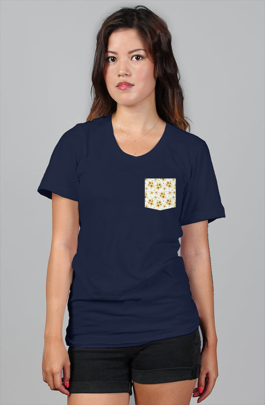 womens relaxed t shirt sunflower pocket