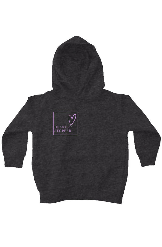 kids fleece pullover hoodie emb lavender heart sto